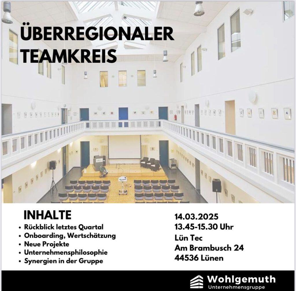 Unternehmensgruppe Wohlgemuth Teamkreis Treffen Flyer